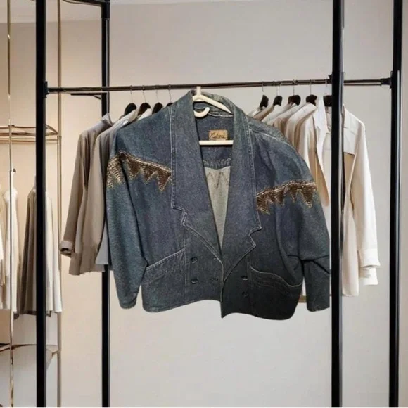 VINTAGE Luxury Oversized Italian Designer Cobra S.C. Denim Jacket M Size V Rare - Picture 2 of 5